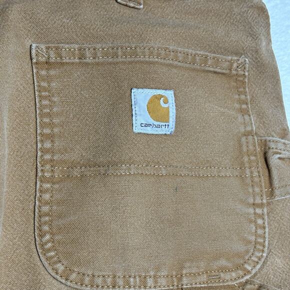 Carhartt Straight Fit Double Knee Dungaree Pants Mens 38x32 Brown 103340 READ - Picture 4 of 16